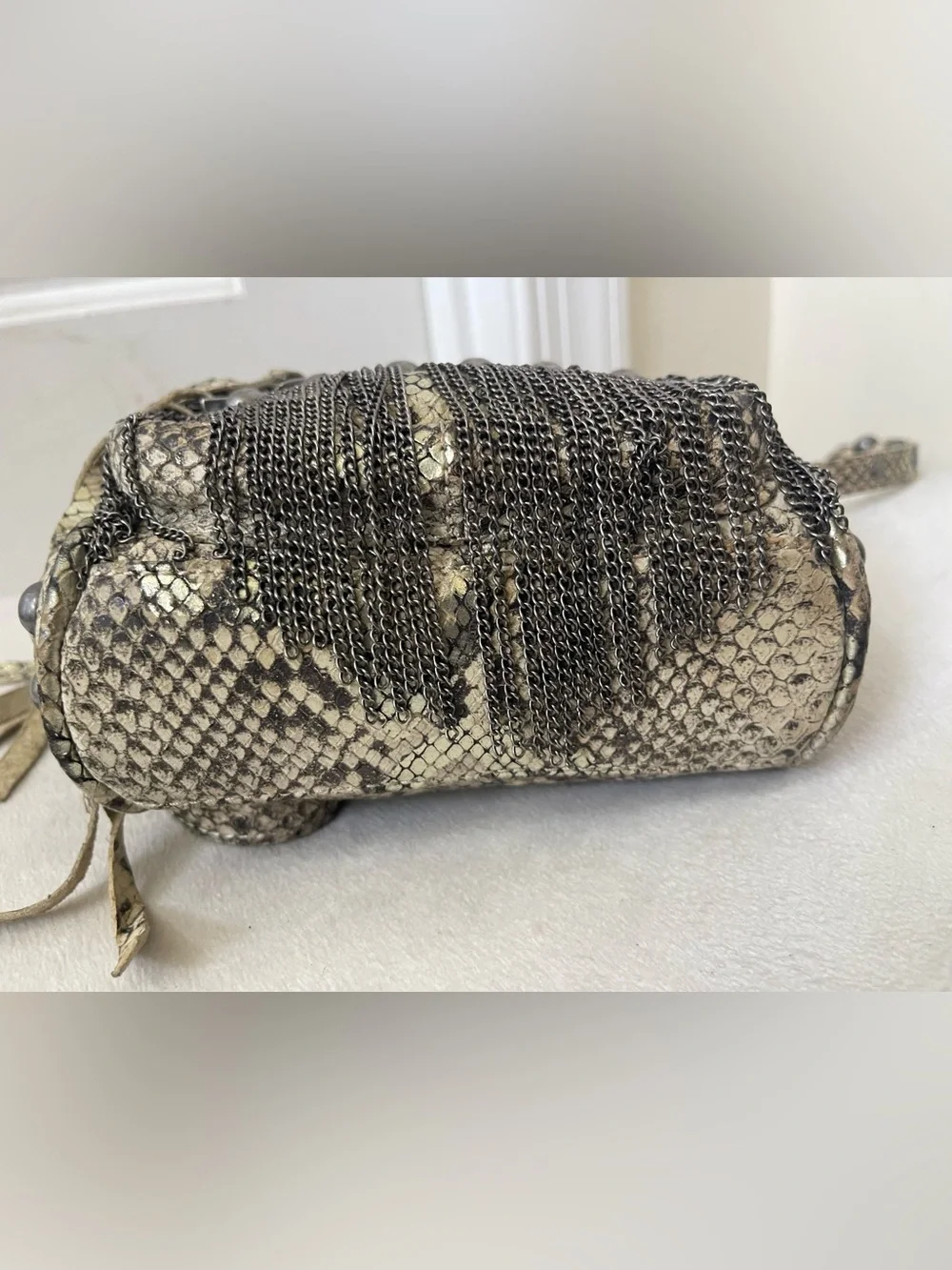 Ash Moxy Python Snakeskin print Leather Studded Crossbody Bag